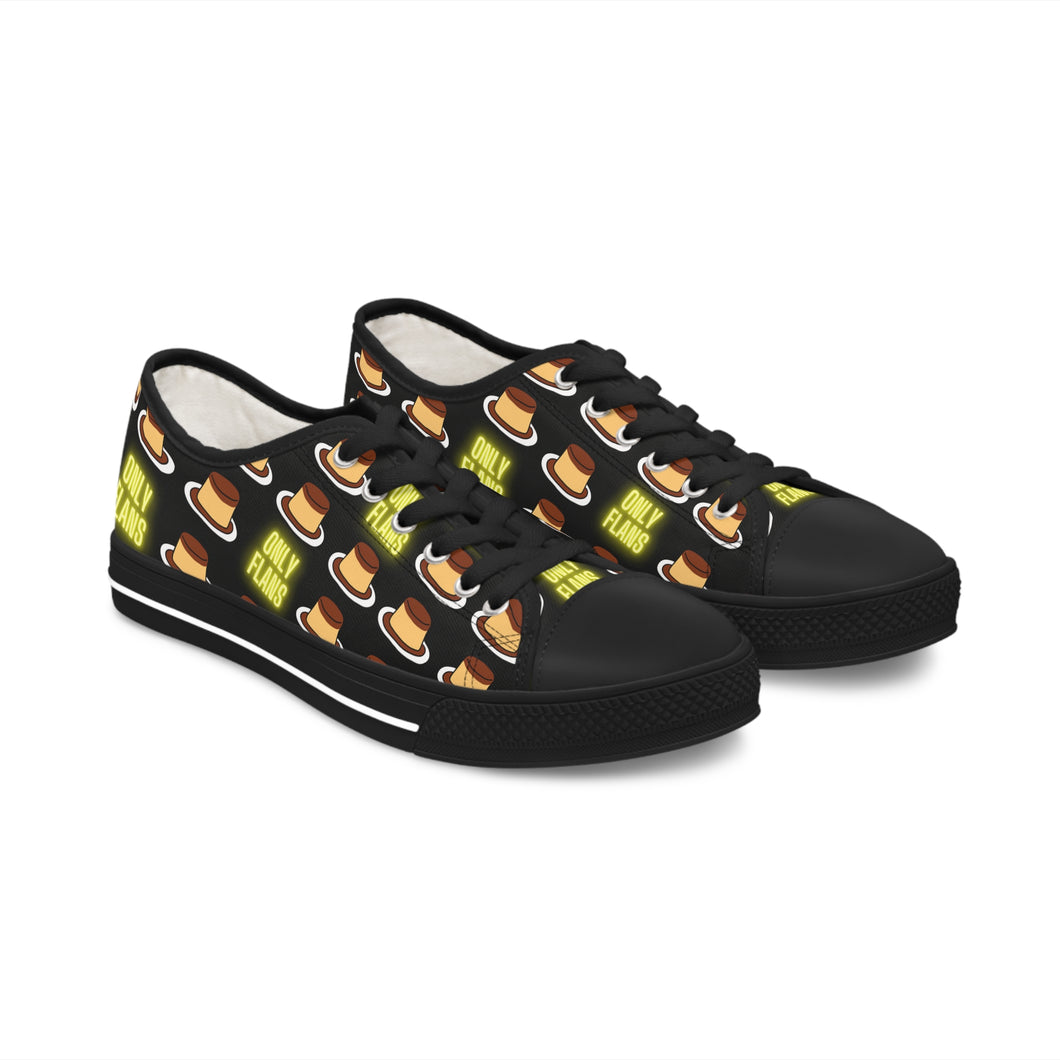 Only Flans (Fans) Funny Food Pun Sneakers | Women's Canvas Shoes