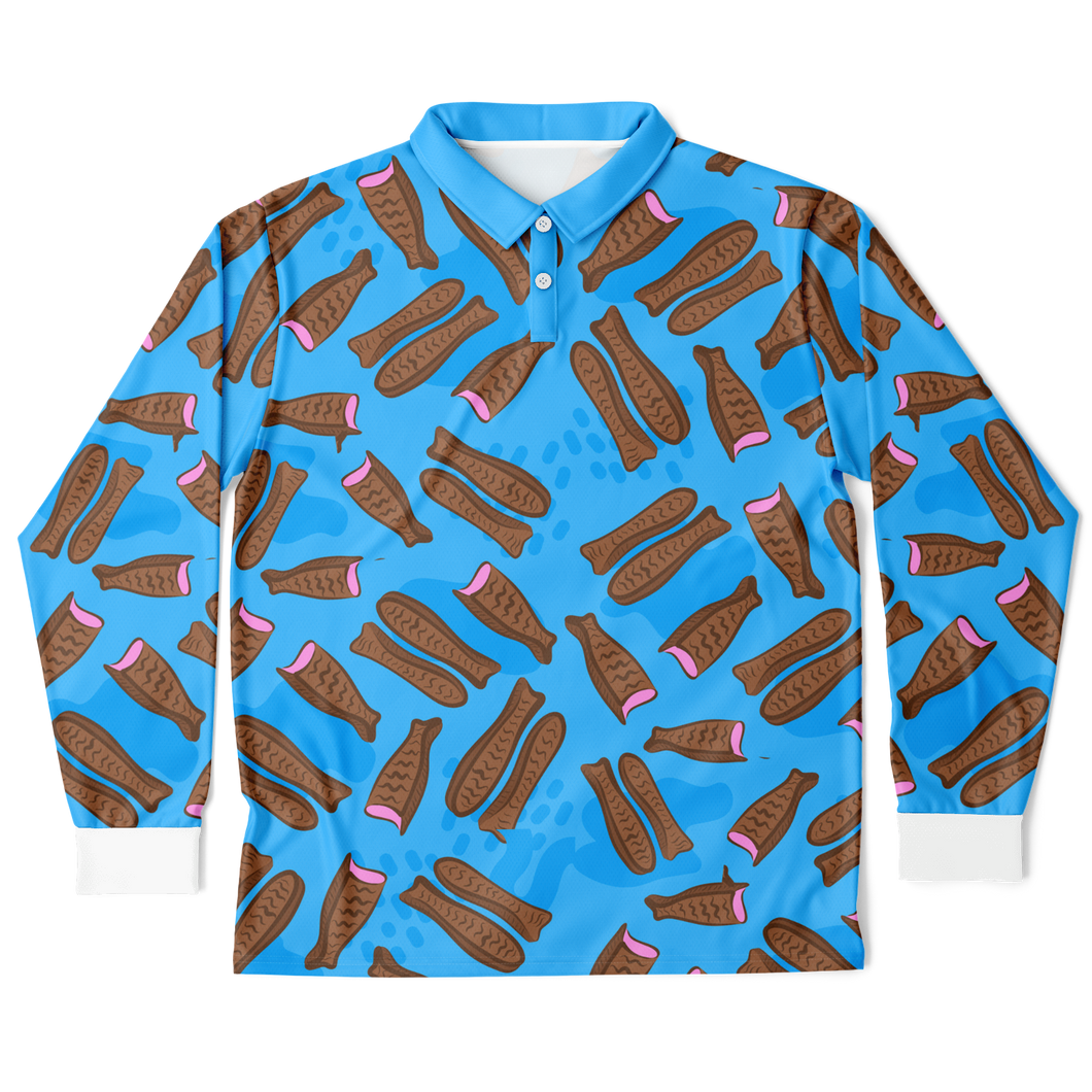 Choc Fish Long Sleeve Polo Shirt – AOP
